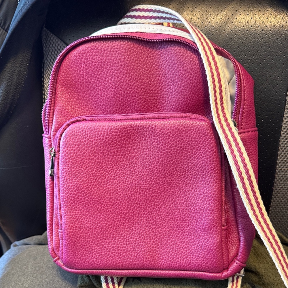 Thirty-One Fuchsia Backpack with Striped Strap